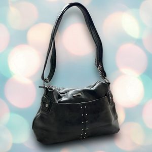 Women’s Faux Leather Charcoal Grey Shoulder Bag Purse